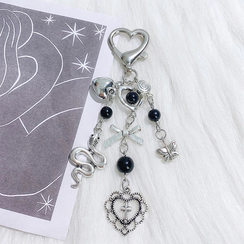 Punk Heart Bow Keychain