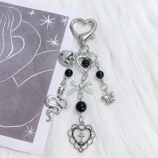 Punk Heart Bow Keychain
