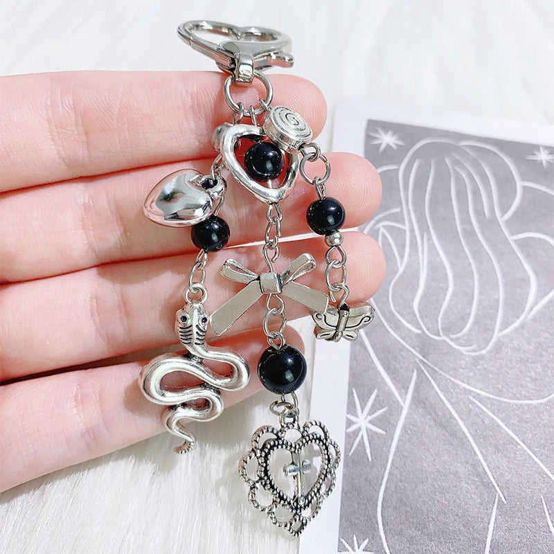 Punk Heart Bow Keychain