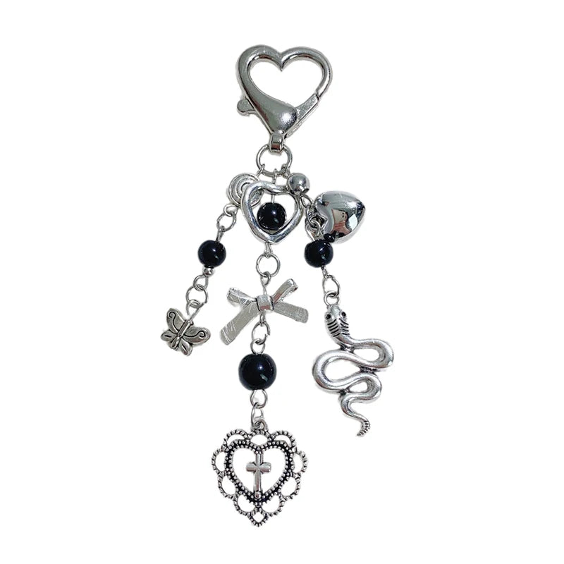 Punk Heart Bow Keychain