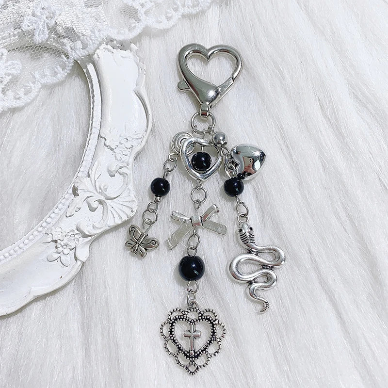 Punk Heart Bow Keychain
