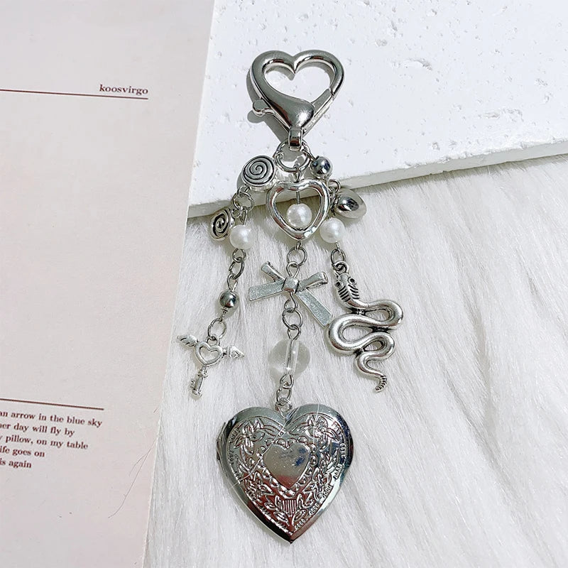 Punk Heart Bow Keychain