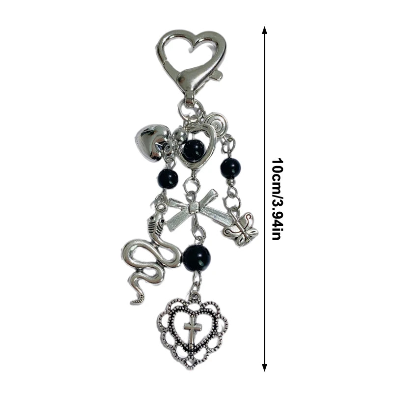 Punk Heart Bow Keychain